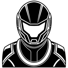 Futuristic AI Helmet – Sleek Vector on White