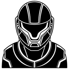 Futuristic AI Helmet – Sleek Vector on White