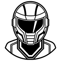 Futuristic AI Helmet – Sleek Vector on White