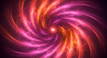 Abstract Dynamic Swirling Light Vortex Background in Pink and Orange Colors