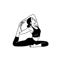 Woman in Black and White Yoga Pose Illustration