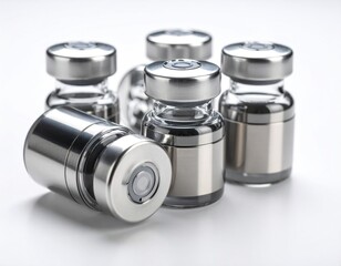 Five Modern Stainless Steel Vaccine Bottles