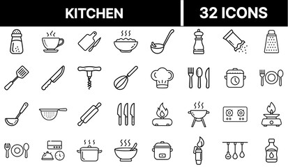 Kitchen Icon Representing Cooking Space, Appliances, and Culinary Tools
