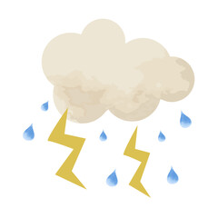 絵本タッチな雷雲のイラスト