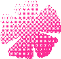 Halftone Pixel Floral Shape Rounded Petals Cluster