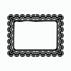 Ornate Scalloped Vector Frame with Decorative Fan Pattern and Bold Black Border