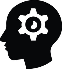 human head silhouette with gears