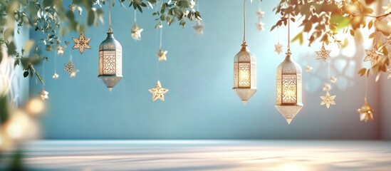 Obraz premium 3D Eid Mubarak Design. Banner for islamic decoration