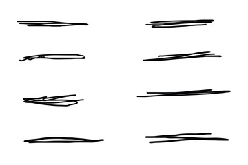 Vector hand drawn collection of underlines and highlight lines