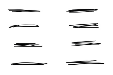 Vector hand drawn collection of underlines and highlight lines