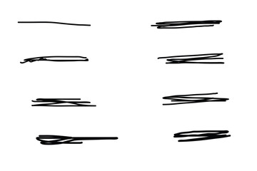 Vector hand drawn collection of underlines and highlight lines