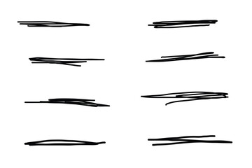 Vector hand drawn collection of underlines and highlight lines