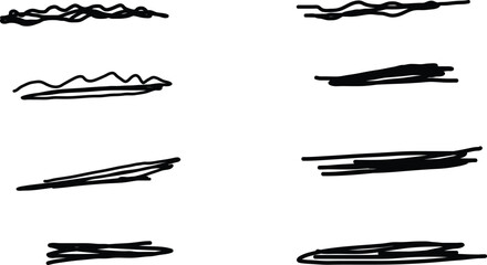 Vector hand drawn collection of underlines and highlight lines