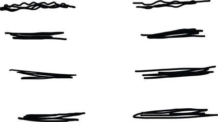 Vector hand drawn collection of underlines and highlight lines