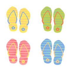 Summer flip flops collection. Beach sandals for girl.
