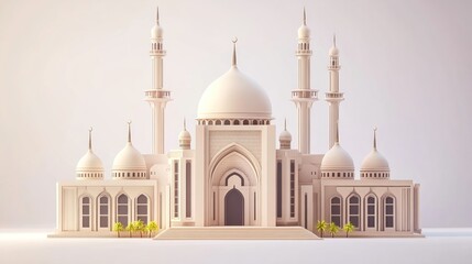 Fototapeta premium 3d illustration exquisite mosque building, for Ramadan Mubarak