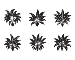 Fototapeta premium Tropical leaves vector. Set of palm leaves silhouettes isolated on white background. Vector EPS