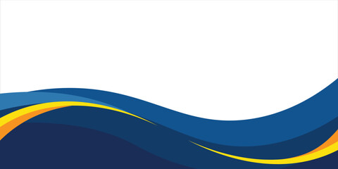 Abstract Blue and Yellow Wave Background with Clean White Space