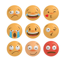 Emotional face emoji icons in different moods	