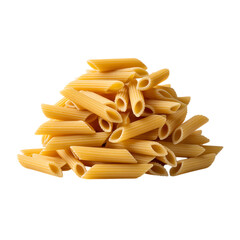 Golden cascade of uncooked penne pasta promises a delicious Italian feast on transparent background