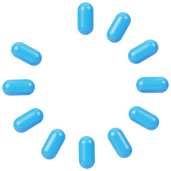 blue pills on white background 3d render icon isolated on transparent white background 