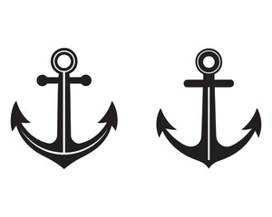 anchor with rope silhouette icon vector on white background