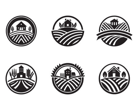 farming logol label farm food Design icon set