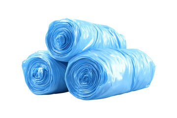 Three blue plastic bags stacked on top of each other