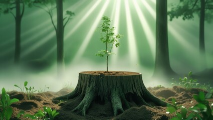 resilient tree: symbol of growth and renewal emerging from stump