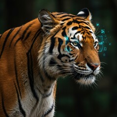 Majestic tiger with digital elements celebrating international tiger day
