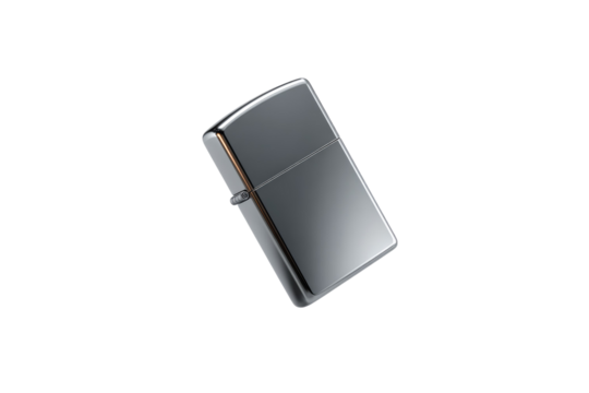 A silver lighter with a silver handle