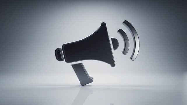 Megaphone announcement. Support hand with megaphone 3d cartoon.	