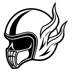 Speed Demon Helmet with Flames – Vector Art on White