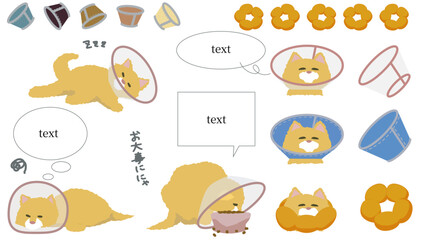 カラーをつけたネコのイラスト