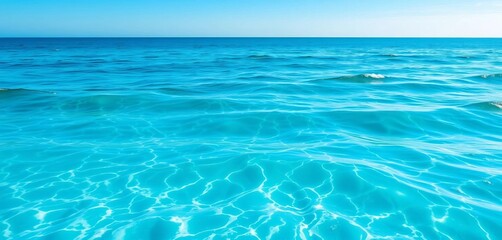 Abstract blue ocean waves under a clear sky  Serene, calming, minimalist design,  beauty,  digital art