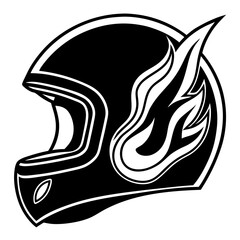 Flaming Helmet Vector – Clean White Background