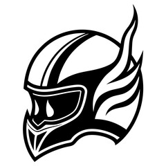 Flaming Helmet Vector – Clean White Background