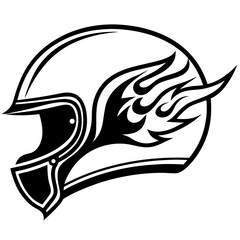 Flaming Helmet Vector – Clean White Background