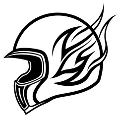 Flaming Helmet Vector – Clean White Background