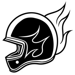 Flaming Helmet Vector – Clean White Background