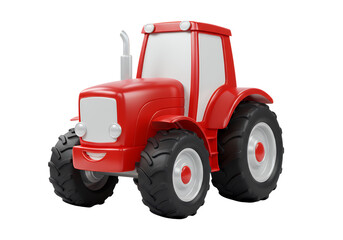 Red Tractor Toy Illustration on White Background for Kids