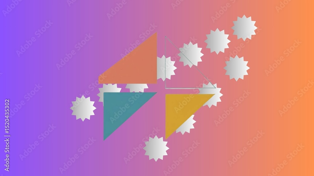 Poster abstract geometric background with triangles and star shapes on gradient color for design element