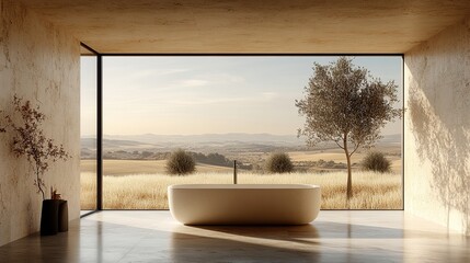 Modern bathroom with panoramic views
