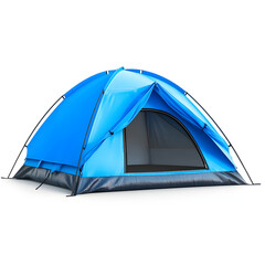 Blue dome tent with clipping path, perfect for seamless design and product presentations isolated on white background.