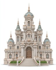 Fototapeta premium Grand Ivory Castle with Multiple Towers and Intricate Details