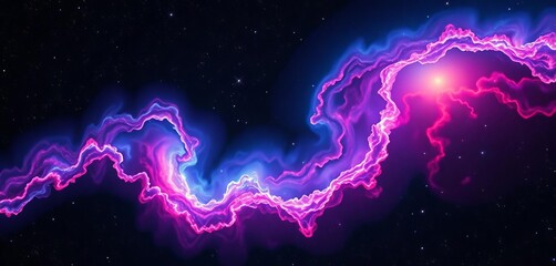 Cosmic nebula swirls across a star-studded black background, stellar, vibrant