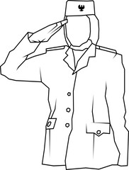 Line Art Saluting Woman Illustration