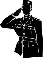 Stamp Style Saluting Soldier Vector