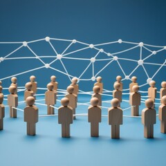 enchanting wooden people circle with network of dots