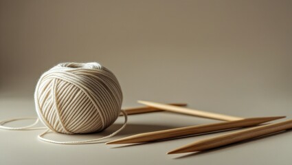 cozy handmade knitting with yarn ball and needles illustration